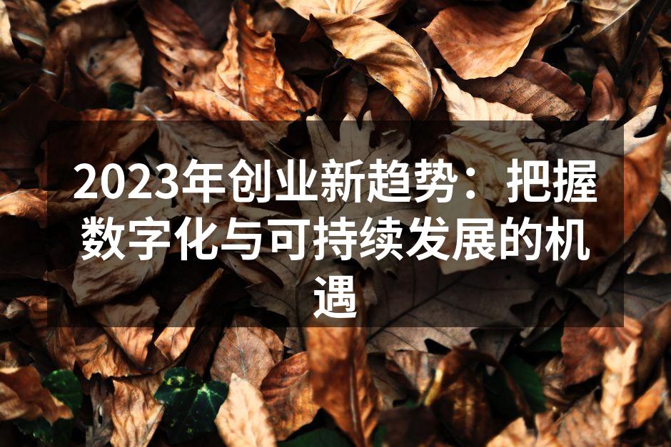 2023年创业新趋势：把握数字化与可持续发展的机遇